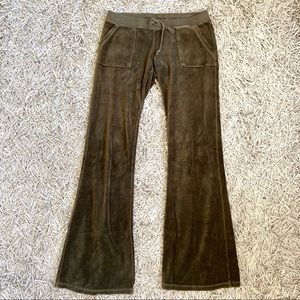 Juicy Couture Green/Sage/Brown Velour Track Pant S